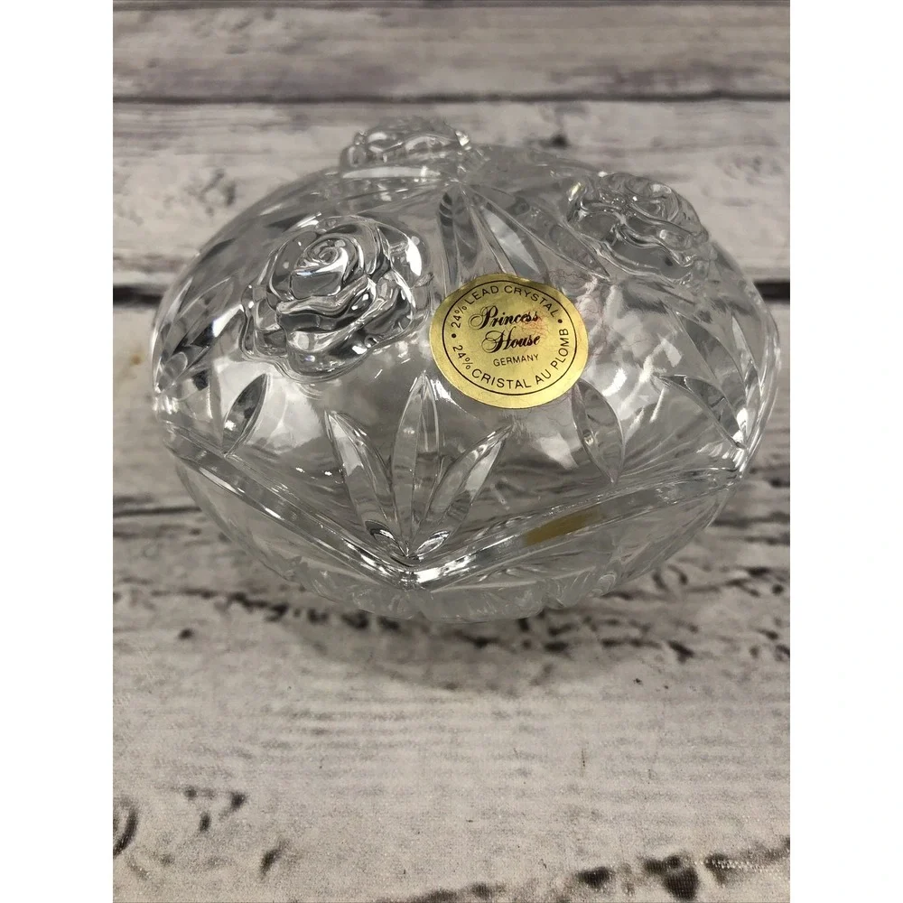 PRINCESS HOUSE LEAD CRYSTAL TRINKET BOX W/ LID # 835 2 Pc. NIB